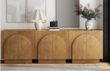 Arched TV Console Credenza Light Brown (Set of 3)