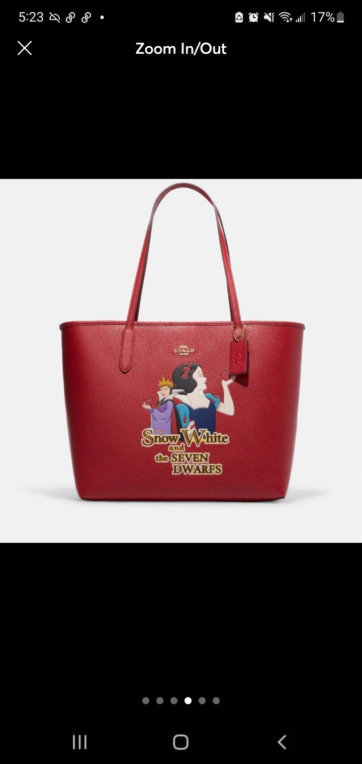 Coach Disney X Coach City Tote Bag Snow White And Evil Queen Motif in Red