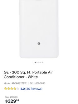 GE 300 sq ft portable ac 8,500 BTU
