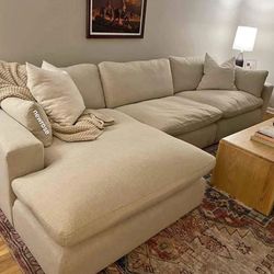 Elyza Ivory Linen 3 Piece Laf Modular Sectional With Chaise,  FAST DELIVERY