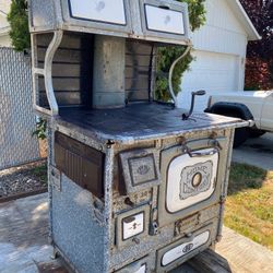 Antique Home Comfort Wood Burning Cook Stove Wrought Iron Range Company