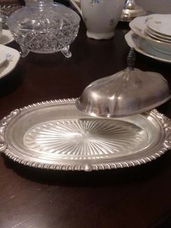 Silver plated Butter tray with lid