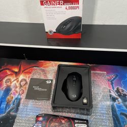Redragon M656 Gainer Wireless Gaming Mouse, 4000 DPI 2.4Ghz Wireless Mouse w/ 5 DPI Levels, 7 Macro Buttons, Red LED Backlit & Pro Software/Drive Supp