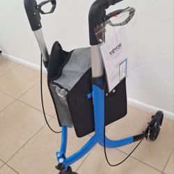 3 Wheels Rollator Walker for Seniors, Lightweight Aluminum Foldable