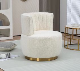 Assembled New Swivel Barrel Accent Chair, 360 Degree Rotating Upholstered Armchair with Velvet Fabric