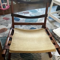 Mid-Century Teak Sling Lounge Chair – Scandinavian Style