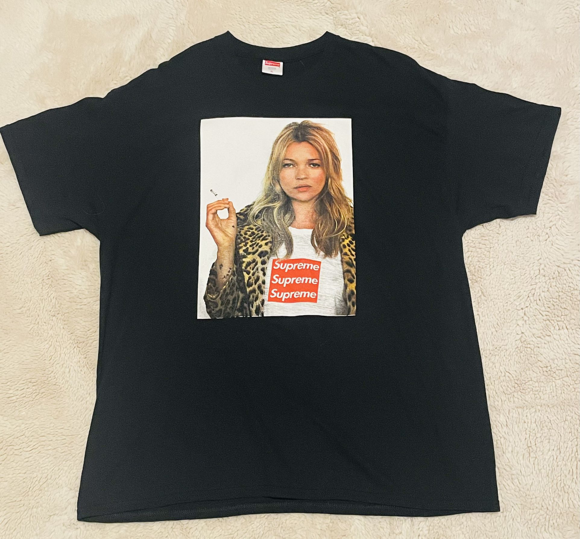 Asspizza Kate Moss Photo black T-Shirt Cut And Sew Print Box Logo Black White XL