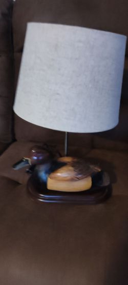 Vintage Wooden Duck Table Lamp