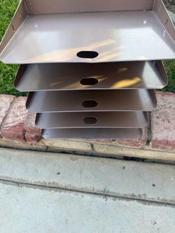 Vintage Mid-Century Metal 5-Tier Desk Organizer - Lit-Ning Industrial File Sorter