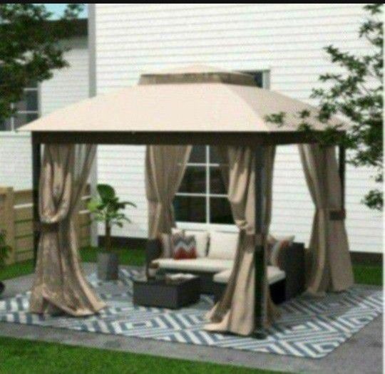 Heavy Duty 10x10 Patio Double Roof Vent Gazebo Canopy w/Mosquito