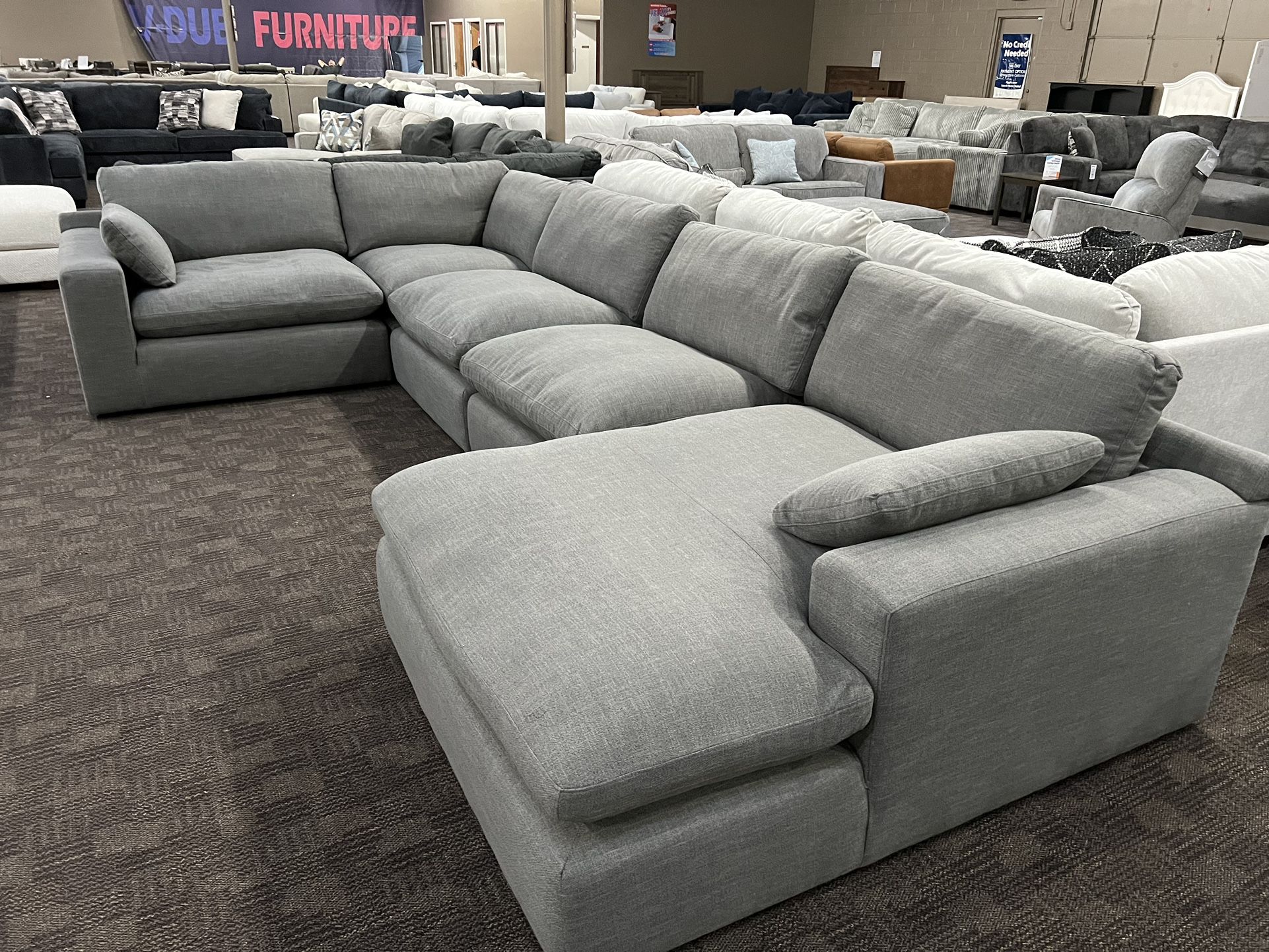 Grey Linen Cloud Feather Sectional