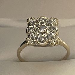 10k Yellow Gold ~3/8ctw Round Diamond Square Cluster Ring