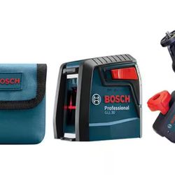 Bosch 30 ft. Cross Line Laser Level Self Leveling with 360 Degree Flexible Mounting Device and Carrying Pouch
