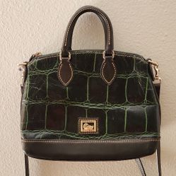 Dooney Bourke Green Croc - Embossed Leather Mini Crossbody Purse Satchel