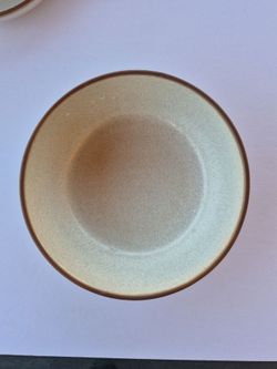 Denby 6" Vintage Stoneware Ceramic Bowl with Brown Rim