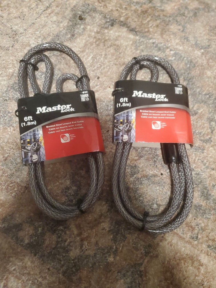 2 6ft MasterLock Cables Brand New Never Used