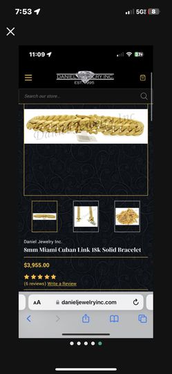 18k 8mm Cuban Link Bracelet