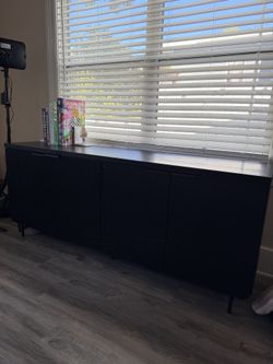 Modern Black Fluted Sideboard | Buffet Cabinet | Storage Credenza