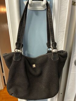 LINA Black Woven Tote Shoulder Bag  Facebook Marketplace Title: LINA Black Woven Shoulder Tote Purse – Large Everyday Bag – Excellent Condition