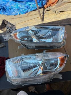 08-10 Toyota Highlander Halogen Chrome Headlights Lamps Pair Left+Right
