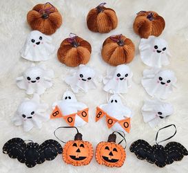 Halloween Ornaments Tree Decorations, 19 piece Felt Halloween Ghost, Pumpkin, Jack-o-Lantern & Bats Ornaments Set 🎃🦇✨️
