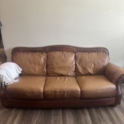 Brown Italian Leather Sofa 