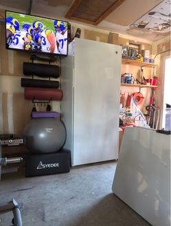white upright freezer