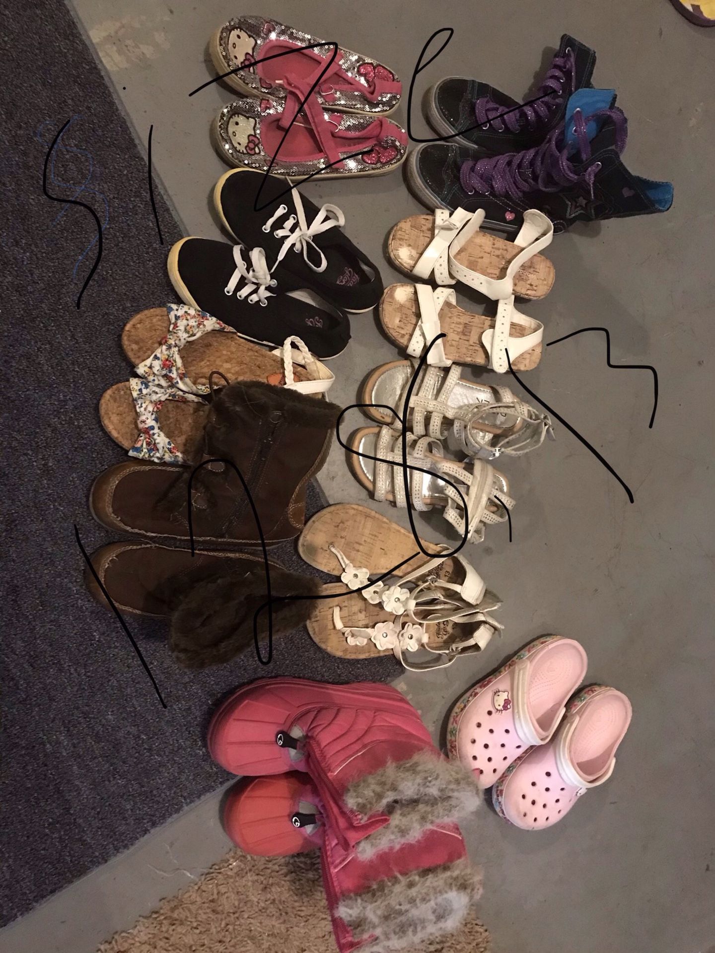 Light used girl shoes size 12&13