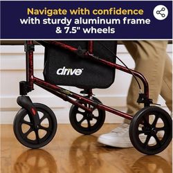 Drive Medical 10289RD Deluxe Foldable Rollator Walker, Black/Red