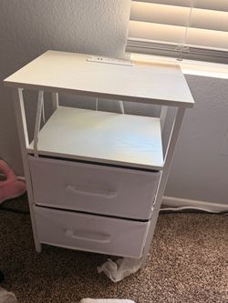 White Dresser with Built-In USB and Outlet Panel