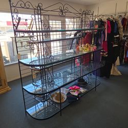 Bakers rack iron heavy 82 h 96 w  20 deep