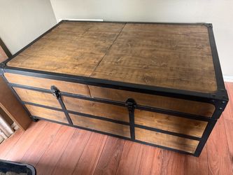 Rustic Wood and Metal Storage Coffee Table/Trunk