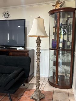 Tall Vintage/Antique Style Floor Lamp with Cream Shade