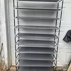 10 Tiers Shoe Rack 50 Pairs Non-Woven Fabric Shoe Tower Organizer Cabinet Black 