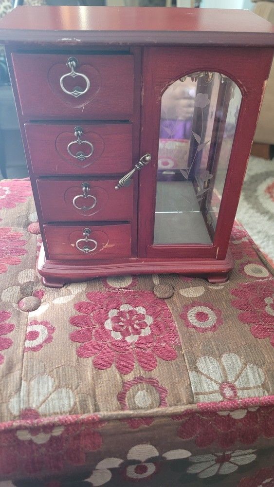 Beautiful Wood Jewelry Box With Floral Design