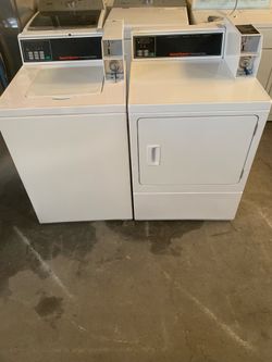 Washer and dryer gas commercial speed queen good condition 90 days warranty Lavadora y secadora gas Comercial speed queen buenas condiciones 90 dias d