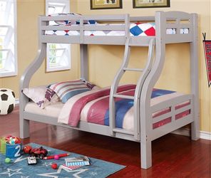 New! Solpine Collection: Grey Twin Over Full Bunk Bed $39 Down (NO CREDIT CHECK FINANCING)