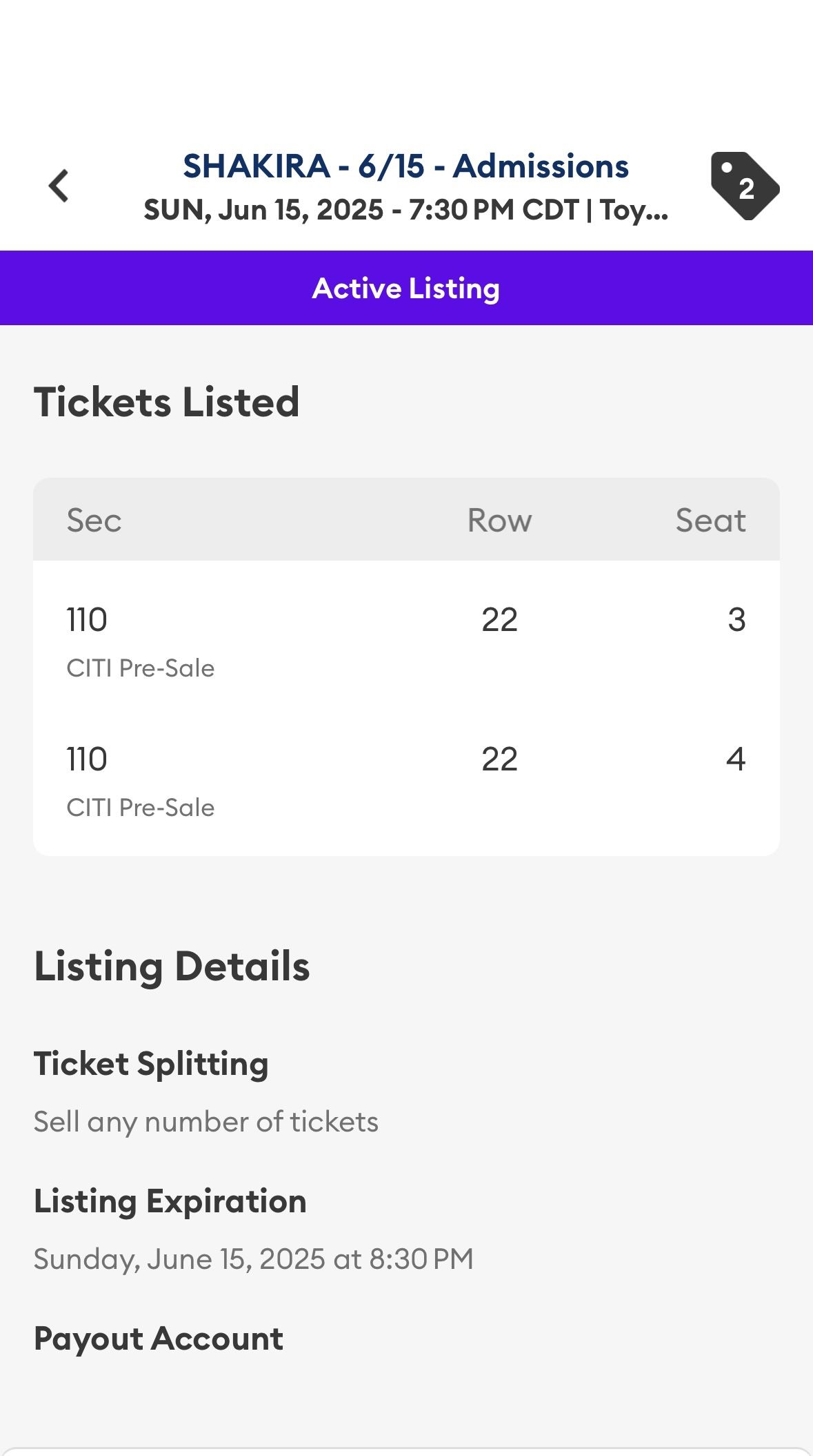Shakira tickets June 15, Houston