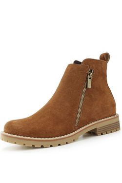 Women's Suede Leather Low Heel Zipe up Ankle Boots