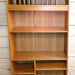 Danish - MC Teak Wood Bookcase with Adjustable Shelves and Light - Delivered