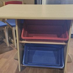 Kids Wooden Table Set with removable Storage Cubbies & wooden Chairs