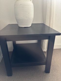 Dark Brown Wood End Table with Lower Shelf