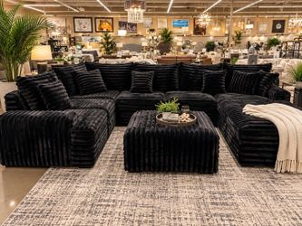 Corduroy Fabric Modular Black Sectional Couch Set Fast Delivery Only $39 down payment 👉 Please ask Jon Green for a discount when you arrive!