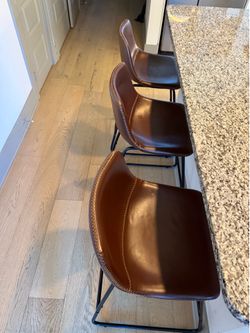 Set of 3 Brown Counter Stools