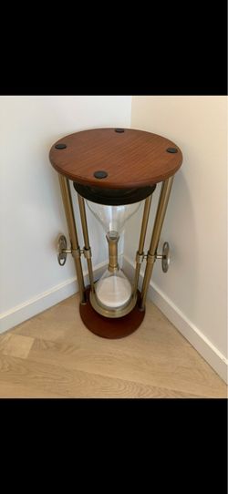 Large standing hourglass table / art piece