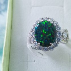 Sterling Silver Black Fire Opal Ring