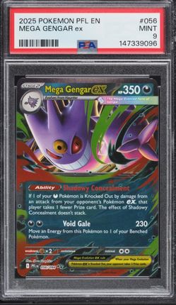 Read description. Available on fanatics collect only… 2025 Pokemon Mega Evolution Phantasmal Flames Holo Mega Gengar ex #56 PSA 9 MINT