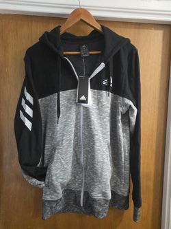 Men's Adidas hoodie zip sweater large French terry 