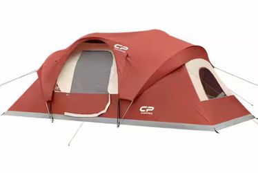 16 ft. x 9 ft. Red 9-Person Canopy Portable Camping Tent with 4 Large Mesh Windows for Outdoor Camping
