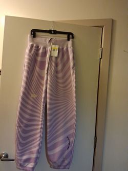 Women's nike Sportswear phoenix fleece oversized high rise Sweatpants Size Small purple white Brand New